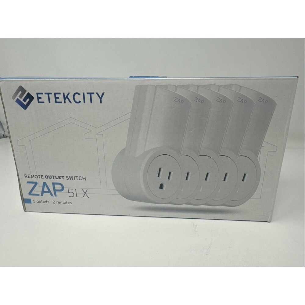 Etekcity ZAP 5LX Remote Outlet Switch 5 Outlets & 2 Remotes Batteries Included